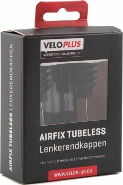 AIRFIX TUBELESS Lenkerendkappen Flickset, Schwarz Von VELOPLUS SWISS DESIGN