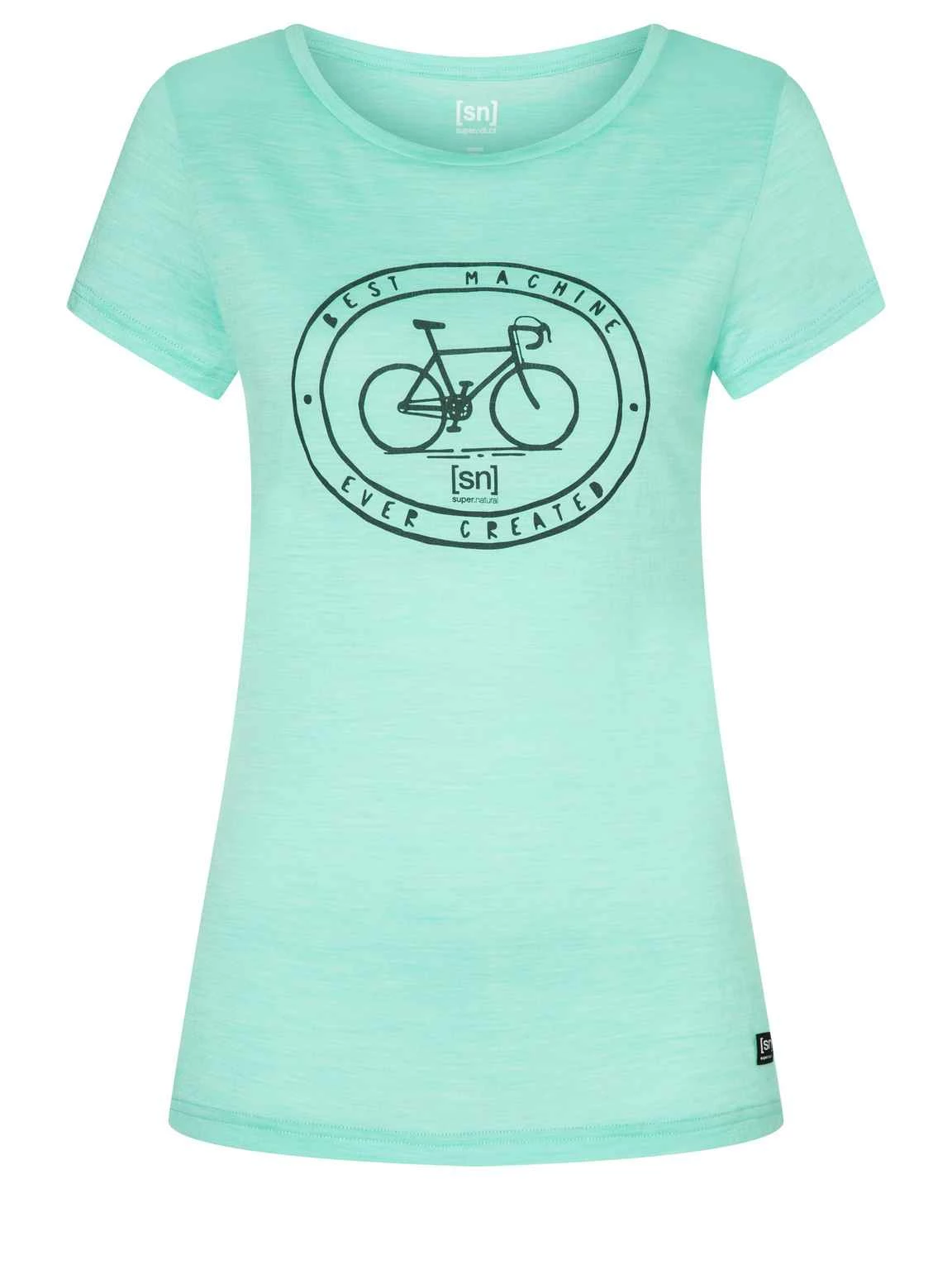 LA MAQUINA Damen-Kurzarm-Merino-Shirt , Ice Green Melange/Urban Chic Von SUPER.NATURAL 3 LA MAQUINA Damen-Kurzarm-Merino-Shirt , Ice Green Melange/Urban Chic Von SUPER.NATURAL