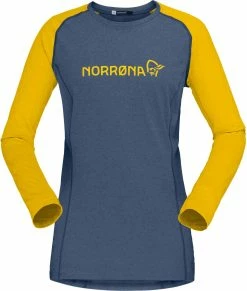 Norrøna FJØRÅ EQUALISER Damen-Langarmshirt, Sulphur/Vintage Indigo Von NORRØNA