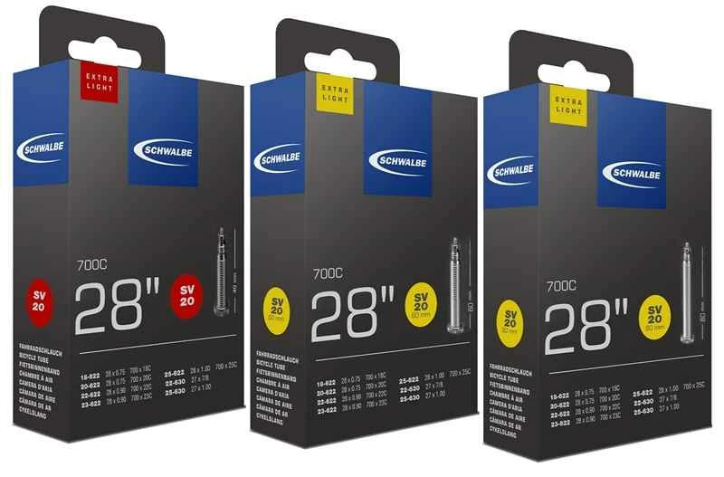 EXTRA LIGHT (28") Schlauch SV20, Schwarz Von SCHWALBE 3 EXTRA LIGHT (28") Schlauch SV20, Schwarz Von SCHWALBE