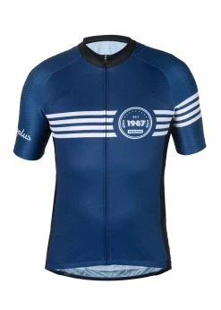 Günstiges E-Bikes Geschäft 44 1987 TEAM Herren-Kurzarmtrikot , Dunkelblau Von VELOPLUS SWISS DESIGN